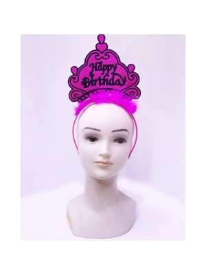 Happy Birthday Neon Fuşya Taç