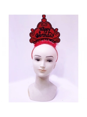 Happy Birthday Neon Kırmızı Doğum Günü Tacı