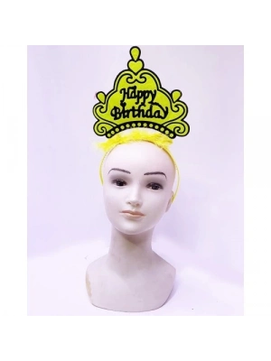 Happy Birthday Neon Sarı Taç