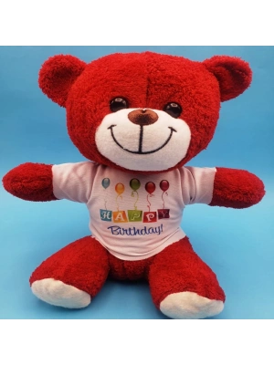 Happy Birthday Peluş Kırmızı Ayı