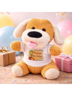 Happy Birthday Tişörtlü Peluş Köpek