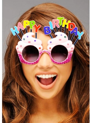 Happy Birthday Yazılı Pembe Fuşya Parti Gözlüğü