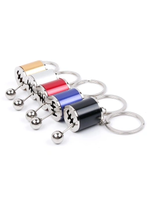 ®  Hareketli Araba Vites Anahtarlık Altı Hız Manuel Vites Dişli Shifter Topuzu Metal Anahtarlık