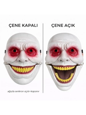 Hareketli Çene Mekanizmalı Korku Maskesi Kırmızı