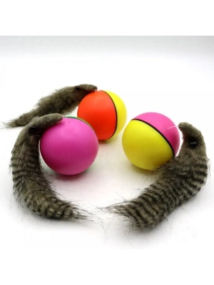 Hareketli Sesli Peluş Toplu Fare Pilli Kedi Oyuncağı 8 CM