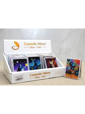 Hareketli Sulu Detaylı Kedi Figürlü El Aynası