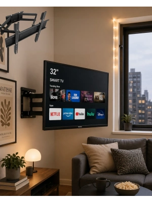 Hareketli TV Duvar Askısı 32 55 İnç Döner Eğimli Televizyon Aparatı