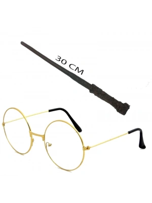 Harry Potter Asası 30 Cm Ve Metal Harry Potter Gözlüğü