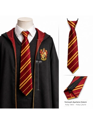 Harry Potter Gryffindor Fermuarlı Ayarlanabilir Kravat
