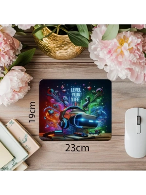 Hayatını Level Atla Mousepad – Gamer Tarzı - 19x23 cm 2 mm Dikdörtgen İthal Baskılı Mouse Pad