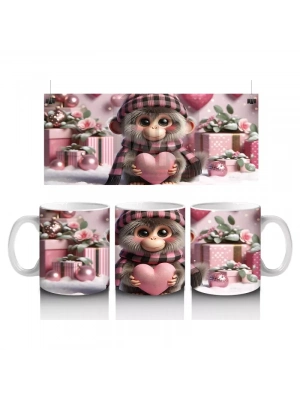 Hediye Kutuları Arasında Şapkalı Kirpi – Baskılı Kahve Kupası