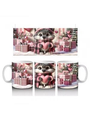 Hediye Kutuları Arasında Sevimli Kedi – Baskılı Kupa Bardak