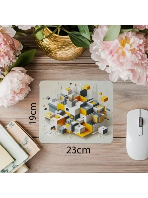 Heksagonal Formda Geometrik Mouse Pad - 19x23 cm 2 mm Dikdörtgen İthal Baskılı Mouse Pad