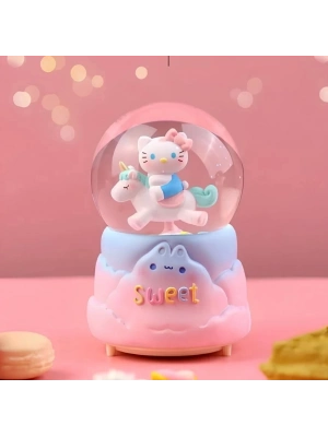 Hello Kitty Işıklı Müzikli Kar Küresi Orta Boy Alk3041