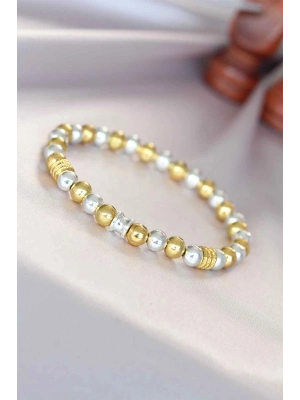 ® Hematit Gümüş Gold Renk Doğal Taş Erkek Bileklik