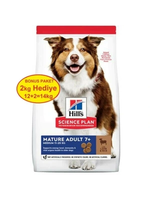 Hills Mature Adult 7+ Orta Irk Kuzu Etli Yaşlı Köpek Maması 12+2 Kg Hediyeli