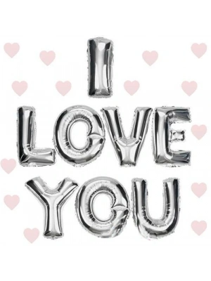 I Love You Folyo Balon Gümüş Renk 35 Cm