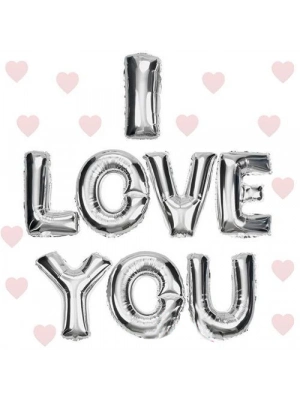 I Love You Folyo Balon Gümüş Renk 35 CM