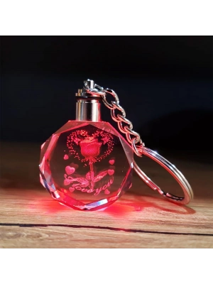 I Love You Gül Tasarım Renk Değiştiren Anahtarlık