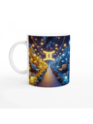 İkizler Burcu Baskılı Kahve Kupası - Ay ışığında Zodyak Bahçesi Vs2