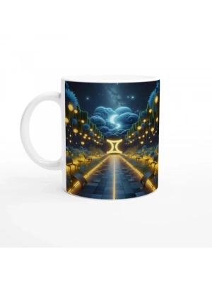 İkizler Burcu Baskılı Kahve Kupası - Ay ışığında Zodyak Bahçesi Vs3