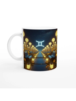 İkizler Burcu Baskılı Kahve Kupası - Ay ışığında Zodyak Bahçesi Vs4
