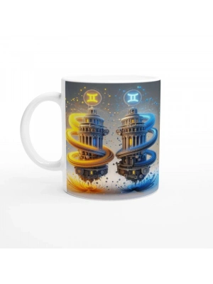 İkizler Burcu Baskılı Kahve Kupası - Burçlar Krallığı Şatosu Vs1