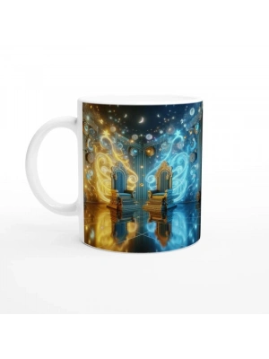 İkizler Burcu Baskılı Kahve Kupası - Galaktik Taht Odası Temalı Vs3