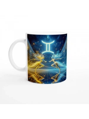 İkizler Burcu Baskılı Kahve Kupası - Zodyak Maskeli Balo Vs4