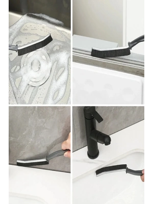 İnce Kıl Temizlik Fırçası Banyo Mutfak Pencere Oluk Klozet Kenarı Kavisli Detay Temizleme Fırçası