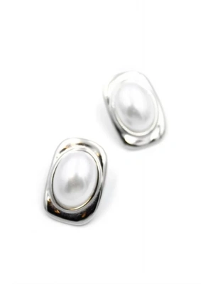 İnci Oval Küpe - Gümüş