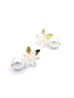 İncili Küpe - Beyaz