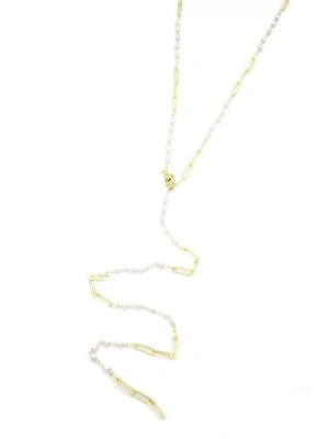 İncili Y Kolye - Altın