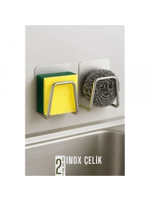 Inox Bulaşık Sübgerlik Stant- Mutfak Askısı Profesyonel 2 li SET 722043