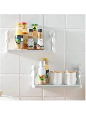 İnsan Figürlü Yapışkanlı Çok Amaçlı Duvar Rafı