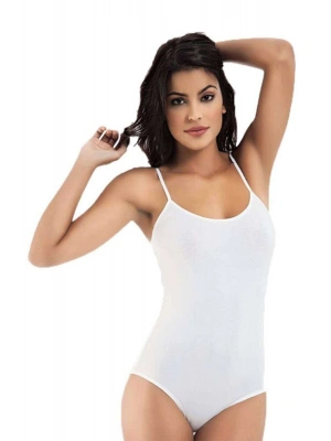İp Askılı Kadın Çıtçıtlı Body Beyaz