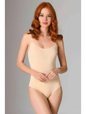 İp Askılı Kadın Çıtçıtlı Body Ten Rengi