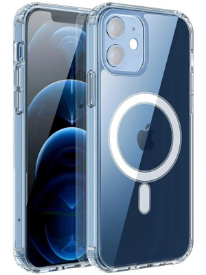 Iphone 12 Kılıf Kamera Lens Korumalı Magsafe Destekli Şeffaf Darbe Emici Sert Kapak