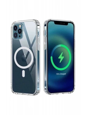 Iphone 13 Kılıf Kamera Lens Korumalı Magsafe Destekli Şeffaf Darbe Emici Sert Kapak