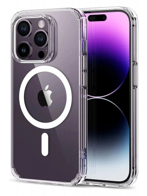 Iphone 14 Pro Kılıf Kamera Lens Korumalı Magsafe Destekli Şeffaf Darbe Emici Sert Kapak
