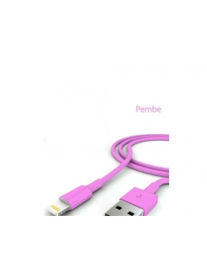 İphone Şarj Data Kablosu - Pembe