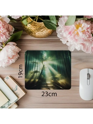 Işık Geçiren Bambu Ormanı Mousepad - 19x23 cm 2 mm Dikdörtgen İthal Baskılı Mouse Pad
