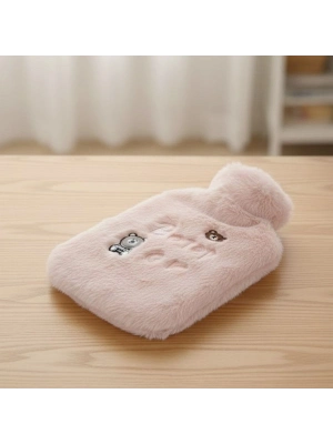 ® Işıklı Ayıcıklı Figürlü Pembe Peluş Sıcak Su Torbası 1 Lt – Yumuşak Kılıf, Uzun Süre Sıcak Tutan Termal Su Torbası