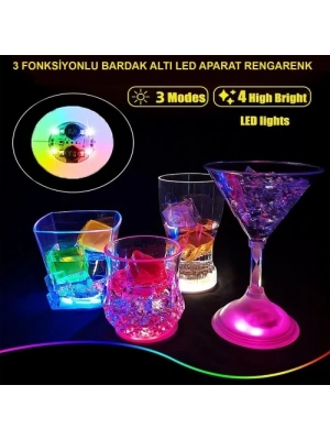 Işıklı Yapışkanlı Bardak Altı Aparatı Ledli 3 Modlu
