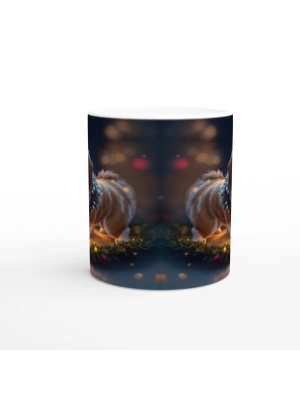 Işıl Işıl Süslenmiş Noel Köpeği Baskılı Kupa Bardak