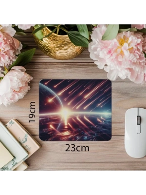 Işıltılı Atmosferli Meteor Tasarımı Mousepad - 19x23 cm 2 mm Dikdörtgen İthal Baskılı Mouse Pad