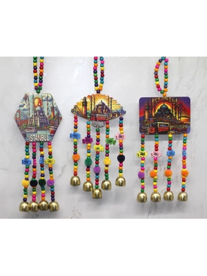İstanbul Temalı Renkli Boncuklu Asmalı Rüzgar Çanı