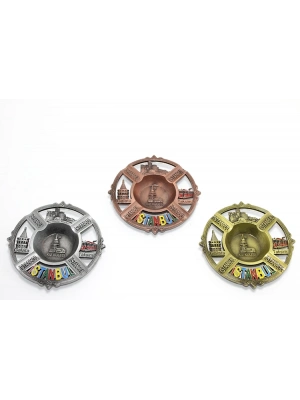 İstanbul Temalı Yöresel Metal Küllük Yuvarlak