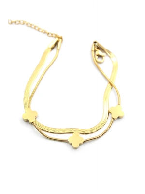 İtalyan Zincir Çoklu Yonca Bileklik - Altın