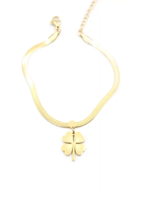 İtalyan Zincir Yonca Bileklik - Altın